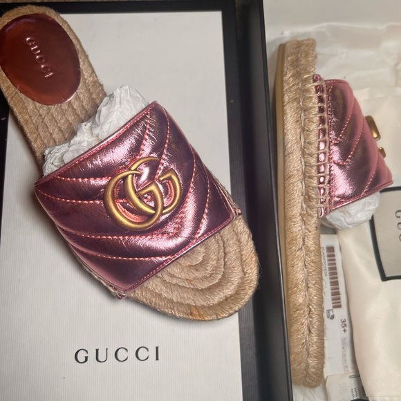 Women's gucci matelassé canvas espadrille sandal - Picture 2 of 8